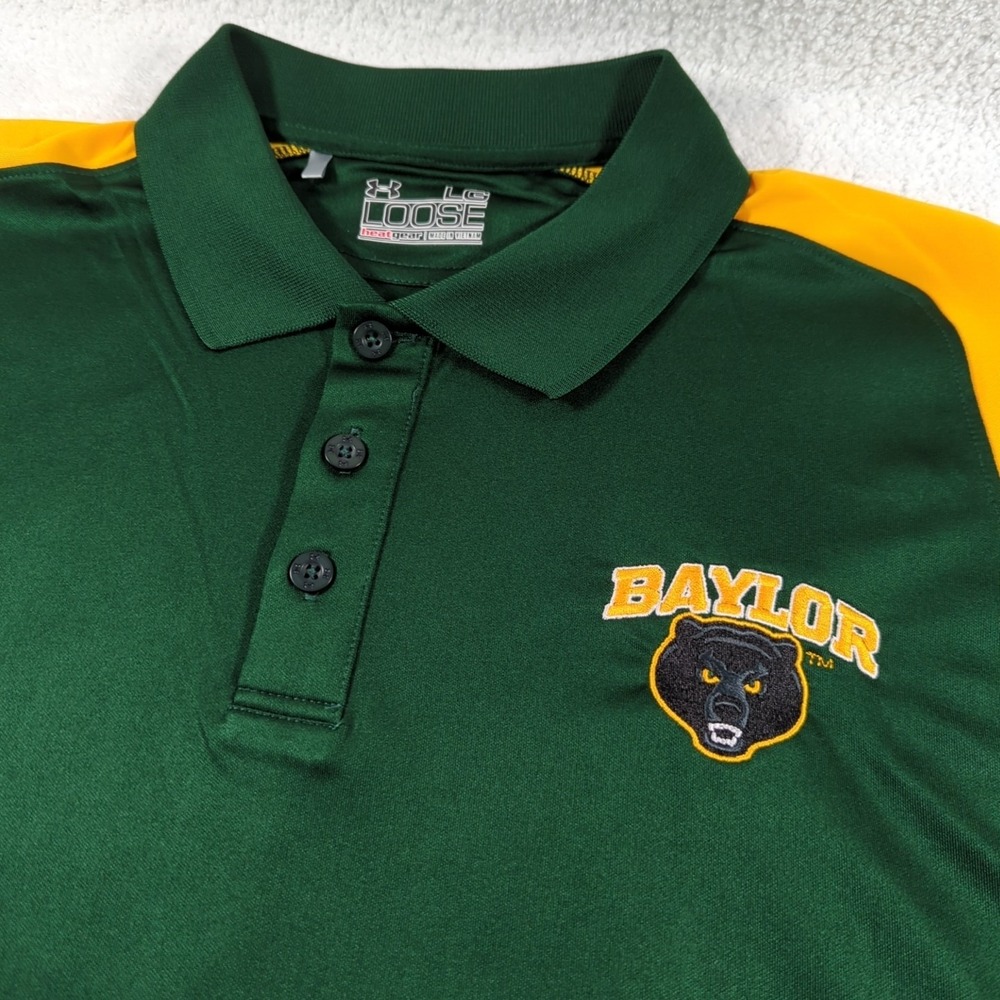 Baylor Bears Under Armour HeatGear Performance Stretch Polo Mens Large Green